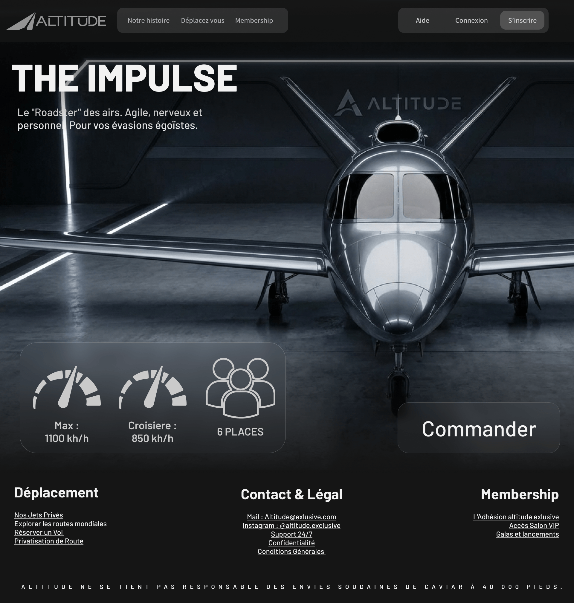 Page réservation jet